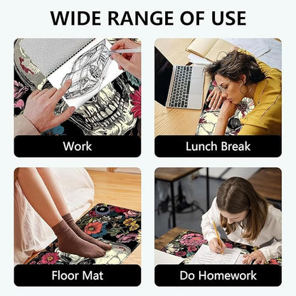 Heated Mouse Pad with 3 Levels Heated & 3 Hours Auto Shut-Off Mouse Pad for Warming Hands in Office Home, 23.6" x 14.2"Large Safe Desk Mat Hand Warmer，Skull in Flowers
