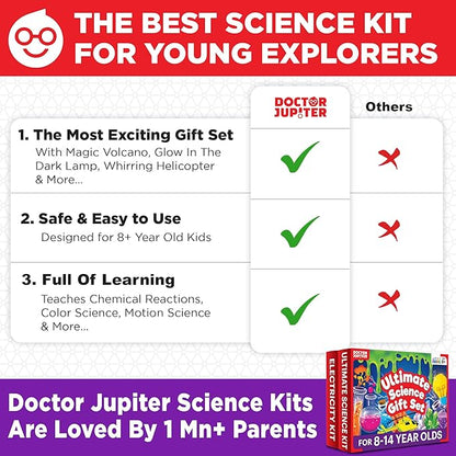 Doctor Jupiter Ultimate Science Gift Set of Science Kit, Electricity Kit for Kids Age 8-12 | Birthday Gifts for Boys & Girls of 8,9,10,11,12,13,14 Year Olds | STEM Learning & Education Toys