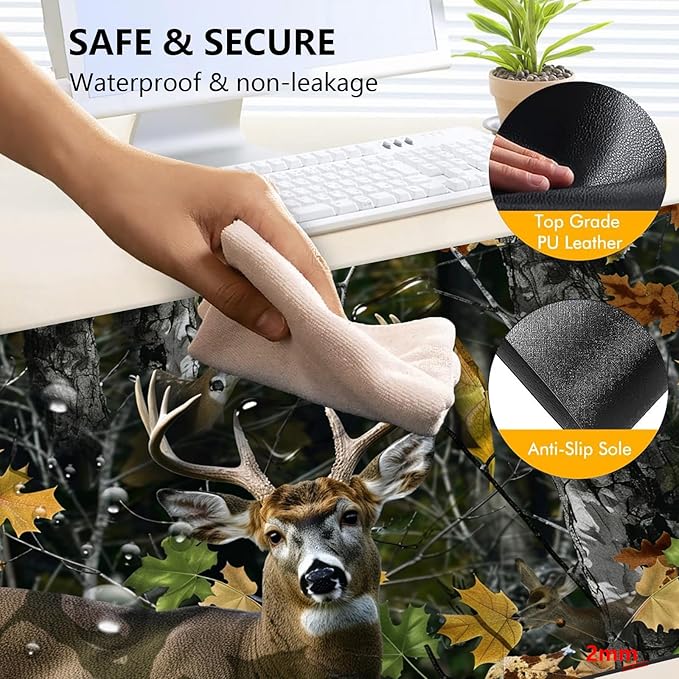 Heated Mouse Pad with 3 Levels Heated & 3 Hours Auto Shut-Off Mouse Pad for Warming Hands in Office Home, 23.6" x 14.2"Large Safe Desk Mat Hand Warmer，Maple Elk