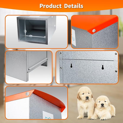 Dog Feeder - Galvanized Metal Pet Food Station for Indoor & Outdoor Use - Automatic Gravity-Fed Dispenser Suitable for Small, Medium, and Large Dog Breeds - Capacity: 50 Pounds of Dry Kibble