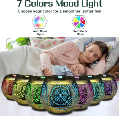 Essential Oil Diffuser for Home 500ML, Aromatherapy Diffusers for Essential Oils Large Room with Cool Mist Humidifiers for Bedroom 7 Colors Changed & 3 Mist Mode Automatic Shut-Off