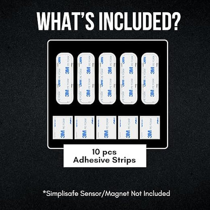 Simplisafe Entry Sensor Adhesive | Mounting Tape for Simplisafe Door, Entry, and Contact Sensor | Easy Mount, No Cutting, Peel and Stick (5 Pack Sensor + 5 Magnet Side)