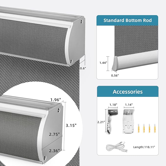 SmartWings Motorized Roller Shades 5% Openness Work with Homekit, Alexa SmartThings Google, Zigbee Motor Smart Blinds for Windows, Cordless Remote Control Window Shades, Customized, Charcoal Grey