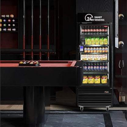 HAHA Smart Vending DC-542D Combo Vending Machine,Smart Refrigerated Beverage Vending Machine with Touch Card Reader - Capacity 378 Bottles (Black, AI Pro)