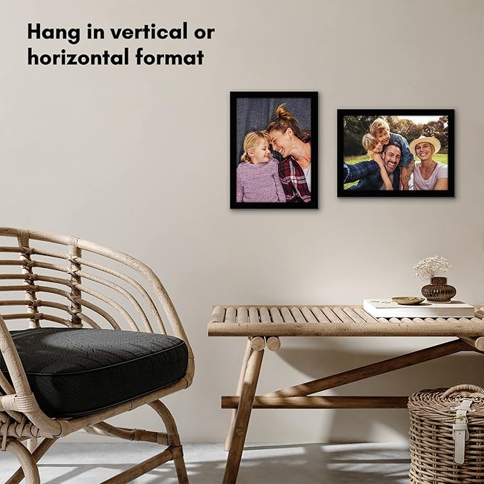 Americanflat 10x14 Picture Frame with Shatter-Resistant Glass - Signature Collection - Gallery-Style Frames Made of Engineered Wood - Photo Frame for Wall Display - Black