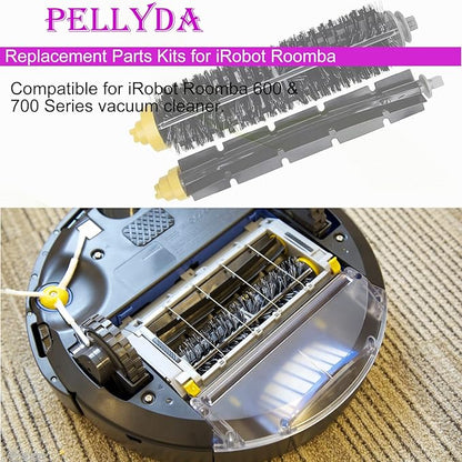 Replacement Parts for IRobot Roomba 600&700 Series,Roomba 614 620 630 635 640 645 650 655 660 675 680 690 695 760 770 780 Vacuum Cleaner(3 Sets Replacement Bristle & Flexible Beater Brushes)