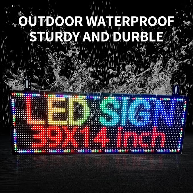Scrolling Programmable Led Sign Outdoor Digital Word Led Pantalla Para Publicidad Usb Wifi Bright Advertising Enabled Control Display Small Message Board Lights 39"×14"