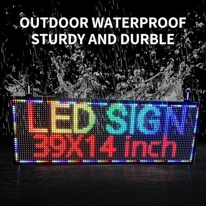 Scrolling Programmable Led Sign Outdoor Digital Word Led Pantalla Para Publicidad Usb Wifi Bright Advertising Enabled Control Display Small Message Board Lights 39"×14"