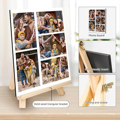 Custom Photo Frame with Stand, Personalized Picture Display, MDF and Wood Construction, Desktop Decor, Multiple Designs, Customizable Gift for Family and Friends