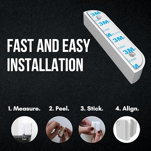 Ring Contact Sensor Adhesive | Ring Sensor Mounting Tape Replacement Pads | Works with Door, Window, Wall Alarm Sensors | Easy Mount, No Cutting, Peel and Stick (10 Pack Sensor + Magnet Side)