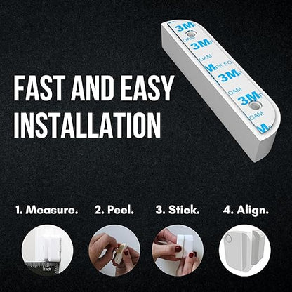 Ring Contact Sensor Adhesive | Ring Sensor Mounting Tape Replacement Pads | Works with Door, Window, Wall Alarm Sensors | Easy Mount, No Cutting, Peel and Stick (10 Pack Sensor + Magnet Side)