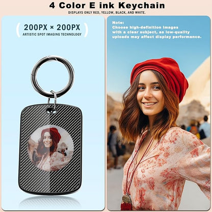 Photo Keychain,Picture Keychain,E-Ink Custom Photo Keychain with FindMy Tracker and Custom Design Color Photo,Text,Item Locator for Key,Pets,Luggages,iOS 14.0 and Up,Great Gift for Family and Friends