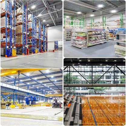 6 Pack 400W UFO Led High Bay Light,120VAC,5000K Daylight Commercial Bay Lighting,IP66 Waterproof,61050LM,1750W MH/HPS with Plug Area Lighting for Warehouse/Shop/Workshop/Barn/Gym/Factory