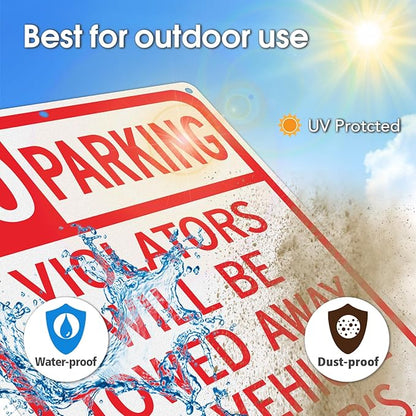 GicnKeuz Large No Parking Signs,14x10 Inches Violators Will Be Towed Away at Vehicle Owner's Expense Signs, Reflective Aluminum, Fade Resistant,Indoor or Outdoor Use (2-Pack)
