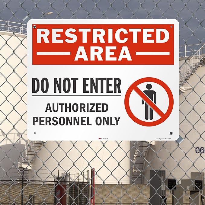SmartSign 24" x 30" 'Restricted Area Do Not Enter, Authorized Personnel Only' Metal Sign with Symbol, 80 mil Aluminum, 3M Laminated Engineer Grade Reflective, Red, White and Black, USA-Made