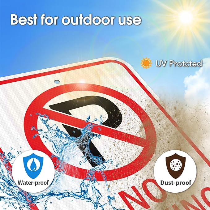 GicnKeuz Large No Parking Sign With Symbol With Arrows, 18x12 Inches, Engineer Grade Reflective Aluminum, Fade Resistant/Waterproof, Indoor or Outdoor Use (1-Pack)
