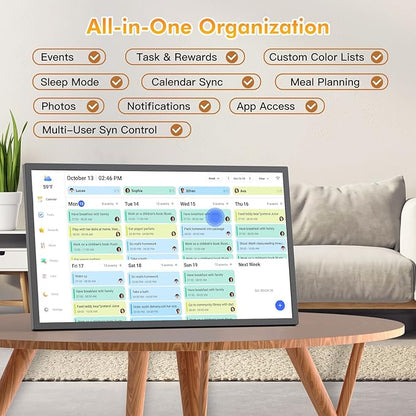 Smart Digital Picture Frame Calendar-for-Family-Planner - Nethgrow 24" Touchscreen Interactive Display Electronic Calendar for Family to Do List, Auto-Sync Google iCloud Outlook, Wall Mountable