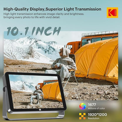 KODAK Wireless Digital Picture Frame with 4000mAh Battery Powered,10.1 Inch 1920x1200 G+G IPS Touch Screen Digital Picture Frame, 32GB Storage, Auto-Rotate, KODAK APP, Gifts for Women