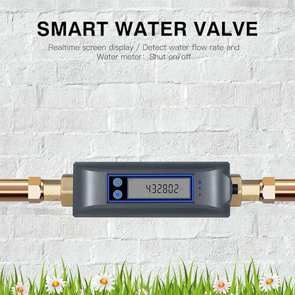 Haozee WiFi Smart Water Valve and Auto Shut-Off, Automation Scene Works with Leak Detector, Water Flow Meter, Built-in Battery, for 3/4" Diameter DN20 Pipe