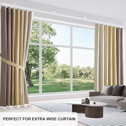 Aluminum Ceiling Curtain Track Set with Hooks Ceiling Mount and Wall Mount Room Divider Sliding Curtain Tracks Rods Flexible Heavy Duty Curtain Rail Hook Sets,White,9FT