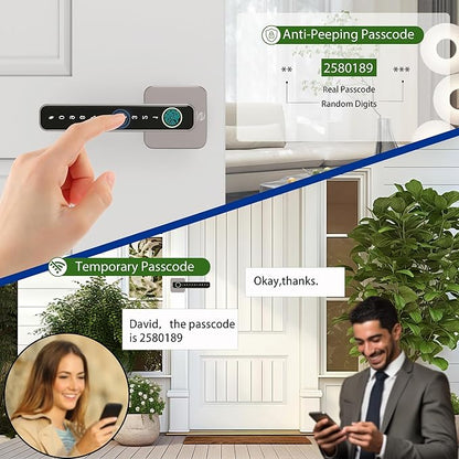 Smart Door Lock, Fingerprint Door Knob, 5 in 1 Digital Knob APP/Keypad Code/IC Cards/Fingerprint/Keys, for Home Hotel Apartment Office