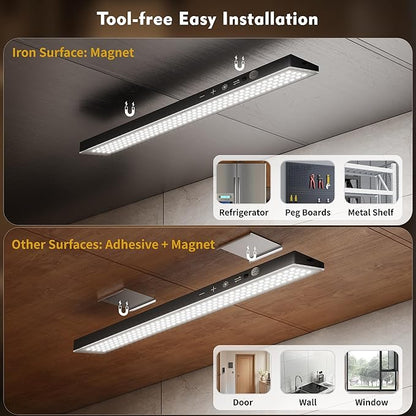 160LEDs Touch-Control Under Cabinet Lighting w/4000mAh Battery, Cordless Motion Sensor Under Counter Lights for Kitchen, Magnetic Rechargeable Closet Lights - 1Pack/Black, 2025 Fall