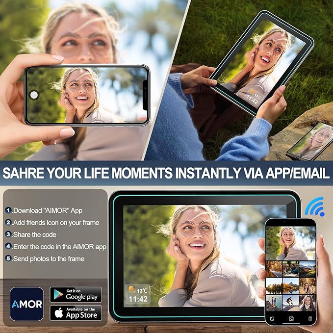 NBD WiFi Digital Picture Frame,10.1" IPS HD Touch Screen Digital Photo Frame, Share Photos/Videos Instantly via Free App，Built in 32GB Memory，Gifts for Birthday, Wedding, Mom