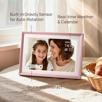 ARZOPA D10 10.1" Premium Metal Digital Picture Frame – HD IPS Anti-Glare Touchscreen, Instant Photo & Video Sharing from Your Phone via Free App, A Thoughtful Gift, Rose Gold