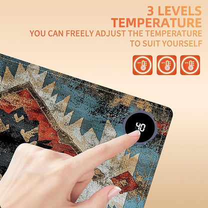 Heated Mouse Pad 23.6 x 14 in 3-Temp Fast Heating Desk Mat with Auto Timer Warmer for Hands Wrist Pain Relief Waterproof Keyboard Mat for Office, Gaming, Home, Art Prints
