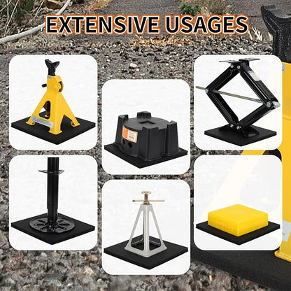 OULEME RV Leveling Block Flex Pads, 12” Rubber Jack Pads, Anti-Vibration & Anti-Slip Mats, for Camper Travel Trailer Jacks & Stands & Stabilizers on Uneven Surfaces, 4-Pack