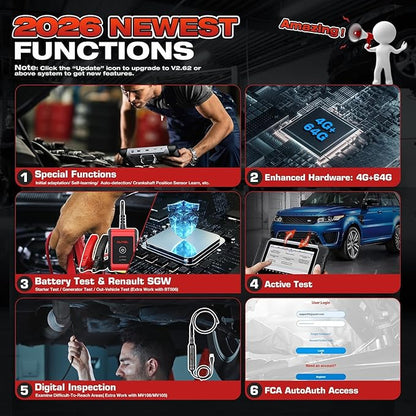 Autel Scanner MaxiCOM MK808BT PRO, 2026 Bidirectional Diagnostic Scan Tool as MK900BT, 2.0 BT Ver. of MK808S MX808S MX900 MK900, 3000+ Active Tests, 28+ Reset, Injector Coding, All Systems, FCA, OS 11