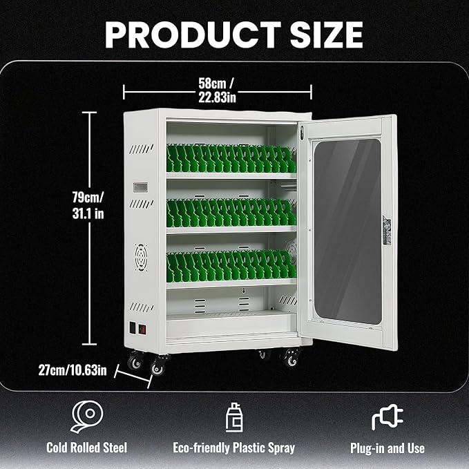 50 Device Cell Phone Charging Stations, Mobile Phone Charging Cabinet, Cellphone USB Charging Station Lockers, Rechargeable Cellphone Locker Storage Charging Station (White, 50 Slots)
