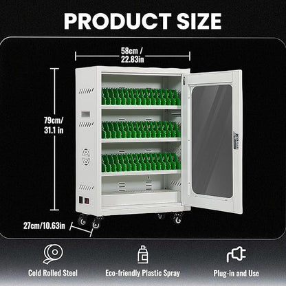 50 Device Cell Phone Charging Stations, Mobile Phone Charging Cabinet, Cellphone USB Charging Station Lockers, Rechargeable Cellphone Locker Storage Charging Station (White, 50 Slots)