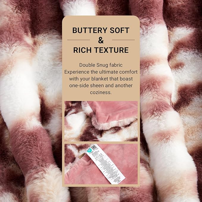 SAPHREAS Faux Fur Throw Blanket for Couch, Fluffy Fuzzy Bubble Blanket for Sofa Bed Living Room, Decor Soft Cozy Gifts for Women Men, 50x60” Tie Dye Burgundy