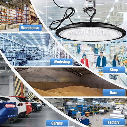 6 Pack 400W UFO Led High Bay Light Fixture,120v,5000K Daylight Commercial Shop Bay Lighting,61000LM,[1750W MH/HPS Equiv.] US Plug Area Lighting for Warehouse/Barn/Gym/Factory/Workshop