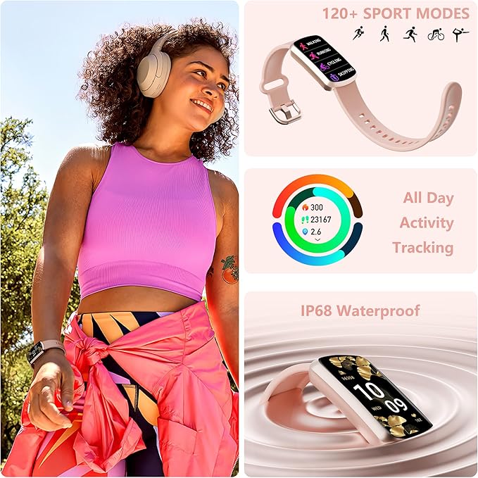 Health Fitness Tracker, Smart Watch with 24/7 Heart Rate, Activity Tracker with Blood Pressure and Blood Oxygen Monitor, 120 Sport Mode Waterproof Sleep Tracker for Women Men