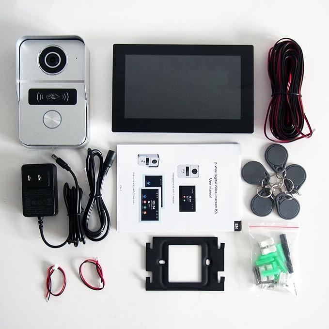 2 Wired Video Intercom System, 7 Inches Video Doorbell Camera with Monitor, Wired Video Door Phone HD Camera Kits Support tuya, Two Way Talk, Video Recording, Remote Unlock for Smart Home