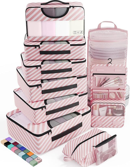 Veken 10 Set Packing Cubes for Travel Essential, Suitcase Organizer Bags in 4 Sizes, Carry-On Luggage Accessories with Large Laundry & Hanging Toiletry Bag, Must-Have for Airplane, Road Trip & Camping