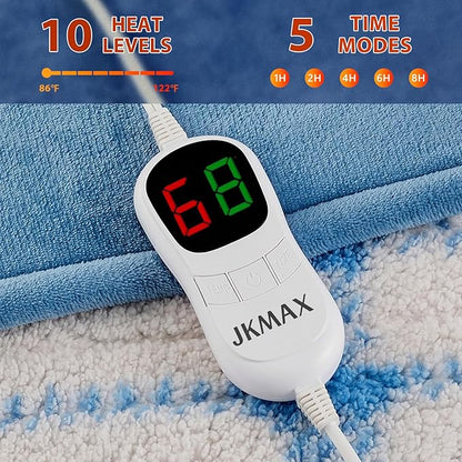 Heated Electric Blanket Full Size - 72"x84" Flannel Heating Blanket with 10 Heating Levels & 5 Time Settings Over-Heat Protection, Winter Warmer for Adults with ETL Certification（Light Blue）