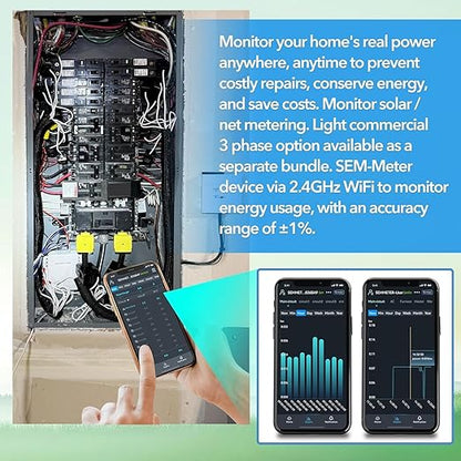 Smart Home Energy Monitor, Measure Power Usage in Real-Time, History with App (2 200A Circuit Level Sensors) - Compatible with Home Assistant