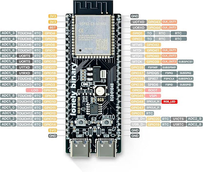 TinkerBlock ESP32-S3 Starter Kit – 16MB Flash ESP32-S3 WiFi & Bluetooth Development Board, S3 Expansion Board, 12 Plug-and-Play Modular Sensors – Compatible with Arduino IDE & ESP-IDF