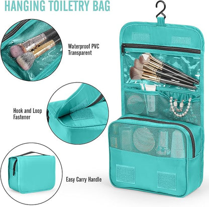 Veken 8 Set Packing Cubes for Kids, Travel Essentials Suitcase Organizer Bags in 4 Sizes, Carry-On Luggage Accessories with Laundry & Hanging Toiletry Bag, Must-Have for Airplane, Road Trip & Camping