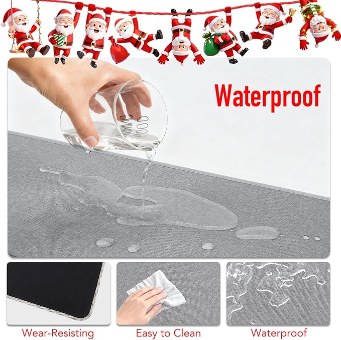 Heated Desk Mat, 10-Second Fast Heating Desk Heater Mat with 3-in-1 Charging (15W Wireless + Type-C + USB-A), Large 31.5" x 13" Waterproof Mouse Pad, 2–6H Auto-Stop, Ideal Office & Home Christmas Gift