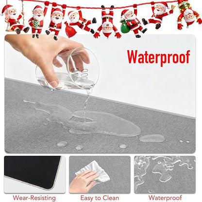 Heated Desk Mat, 10-Second Fast Heating Desk Heater Mat with 3-in-1 Charging (15W Wireless + Type-C + USB-A), Large 31.5" x 13" Waterproof Mouse Pad, 2–6H Auto-Stop, Ideal Office & Home Christmas Gift