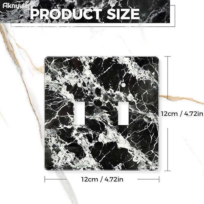 Black White Marble Pattern Acrylic Wall Plate Cover Switch Plate Covers Cover Light Switch Cover Switch Cover Decorative Double Gang Toggle Outlet Covers Switch Cover
