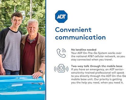 ADT - On-The-Go Mobile Medical Alert System for Seniors - GPS Capabilities, Included Waterproof Wearable Panic Button, 24/7 U.S. Based Monitoring (Neck Pendant)