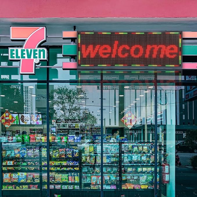 P10 Outdoor LED Sign – 39''x14'' Full Color WiFi Programmable Display Board with High Brightness | Scrolling Text, Images & Video for Store Advertising