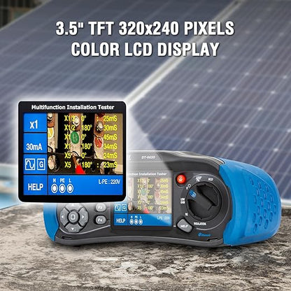 CEM T.ax Included DT-6650 Multifunction Installation Tester with 3.5" TFT Color LCD Display,Voltage,Insulation Resistance,Earth Resistance,Loop impedance,Loop impedance,RCD,PFG,PSC Support 400V TN