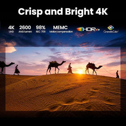 BenQ GP520 4K HDR 2600lm LED Living Room Projector for Home Entertainment with Google TV, Auto Cinema Mode, MEMC, Rec.709, HDR10+, HDMI 2.1, USB-A, USB-C, Wifi6, Bluetooth5.2, eARC, Dolby, 7.1 Channel