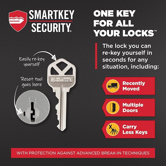 Kwikset Halifax Keyed Storeroom Entry Door Handle with Lock and Key, Secure Keyed Reversible Lever Exterior, Front Entrance and Bedrooms, Matte Black, Pick Resistant SMT Rekey Security and Microban